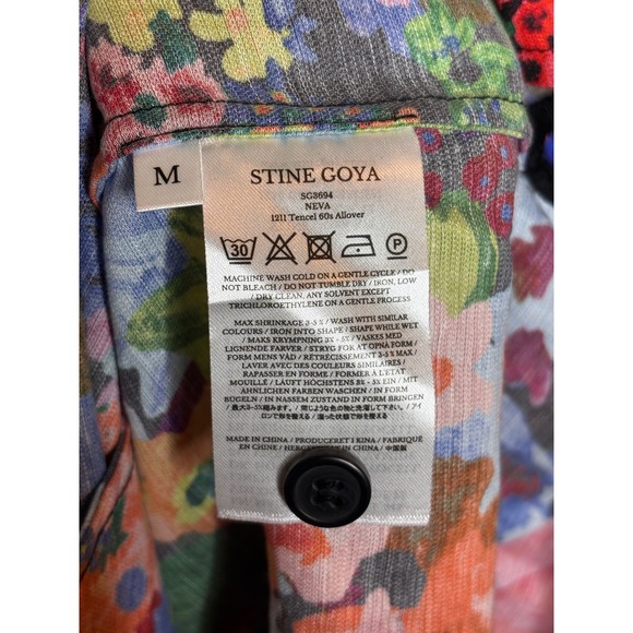 STINE GOYA NEVA Tencel 60s Floral Print High Neck Dress Size M - Picture 8 of 12